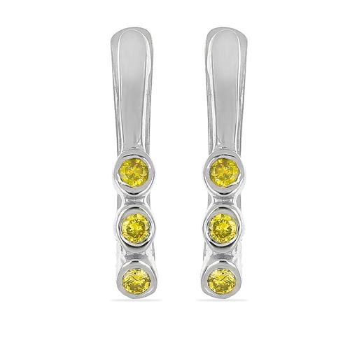 0.072 CT G-H, I2-I3 YELLOW DIAMOND DOUBLE CUT STERLING SILVER EARRING #VE036929