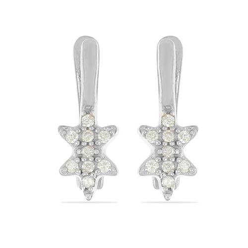 BUY 925 SILVER REAL WHITE DIAMOND DOUBLE CUT GEMSTONE STAR EARRINGS