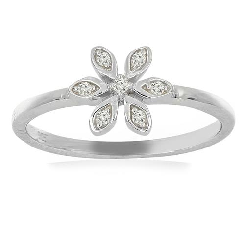 0.035 CT G-H, I2-I3 WHITE DIAMOND DOUBLE CUT STERLING SILVER RING #VR036936