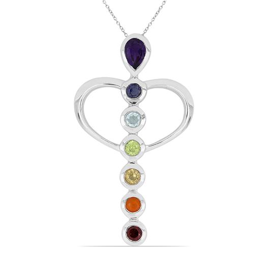 BUY UNIQUE CHAKRA STONES PENDANT IN 925 SILVER