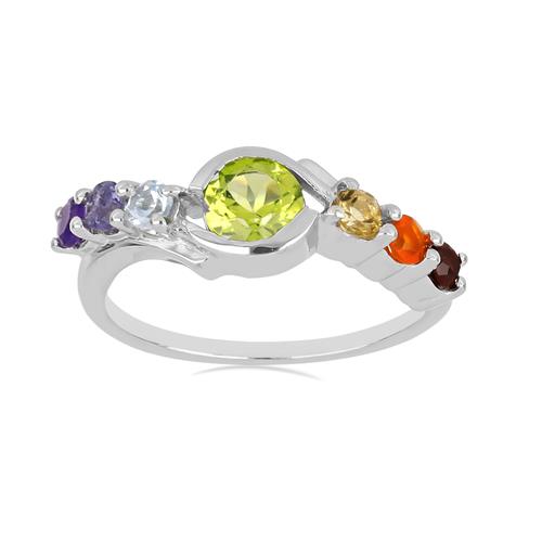 BUY 925 STERLING SILVER CHAKRA STONES UNIQUE RING