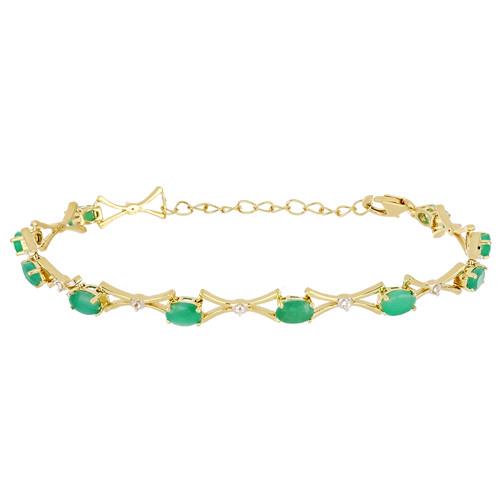 5.50 CT EMERALD 19 CM GOLD PLATED STERLING SILVER BRACELETS WITH FISH LOCK #VB021614