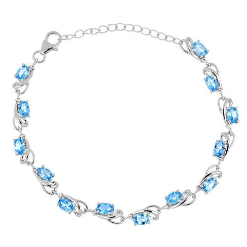 CT SWISS BLUE TOPAZ 19 CM STERLING SILVER BRACELETS WITH FISH LOCK