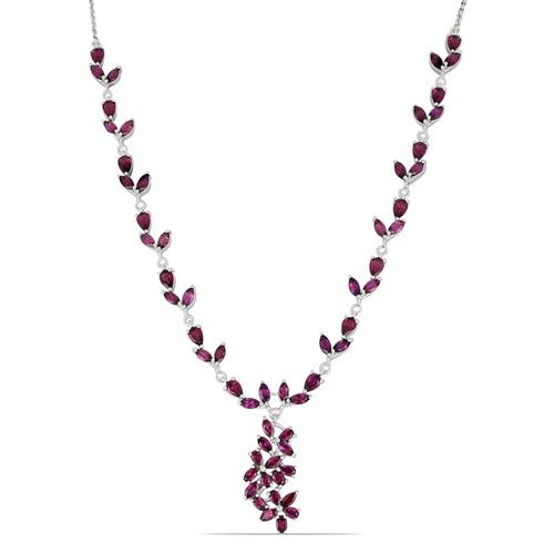 925 SILVER REAL RHODOLITE GEMSTONE NECKLACE