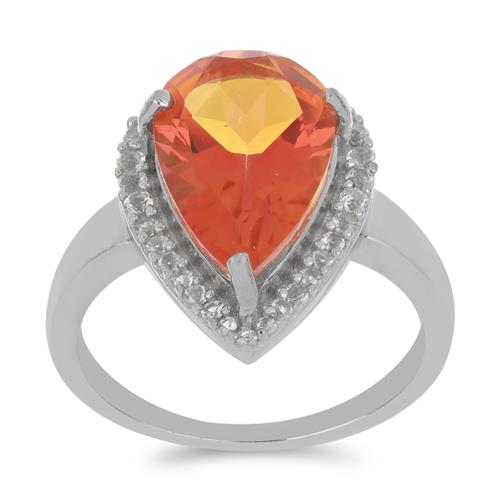 BUY STERLING SILVER NATURAL PARPARADSCHA QUARTZ GEMSTONE RING