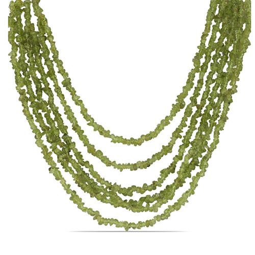 STERLING SILVER NATURAL PERIDOT NUGGETS  NECKLACE
