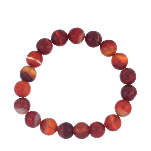 BUY 925 SILVER NATURAL RED ONYX BEADED GEMSTONE BRACELET