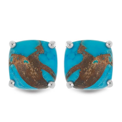 BUY 925 SILVER EGYPTIAN TURQUOISE (SYNTHETIC) GEMSTONE CLASSIC EARRINGS