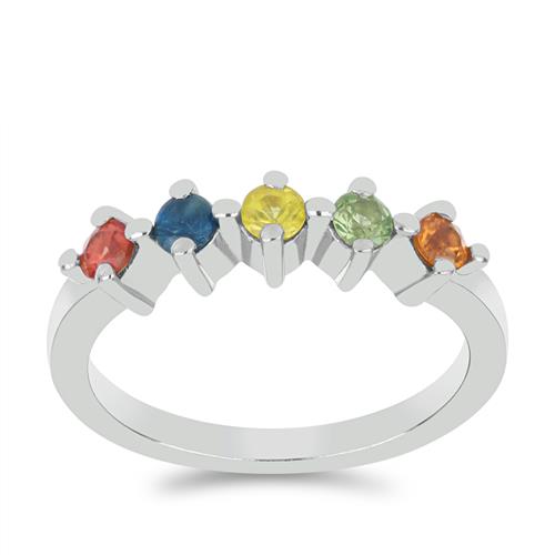 BUY MULTI TOURMALINE GEMSTONE CLUSTER RING IN 925 SILVER