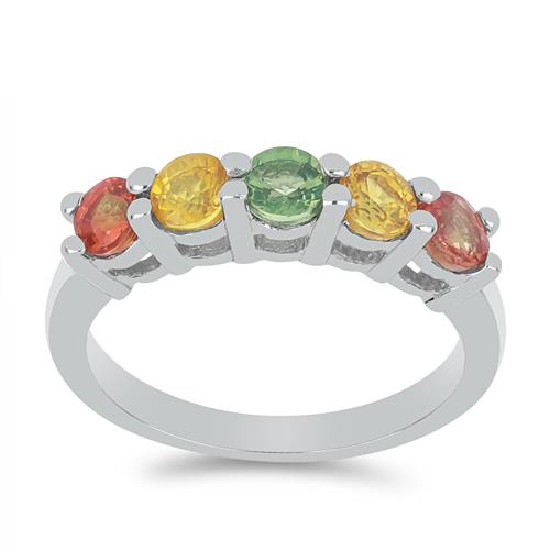 BUY 925 STERLING SILVER NATURAL MULTI SAPPHIRE GEMSTONE RING 