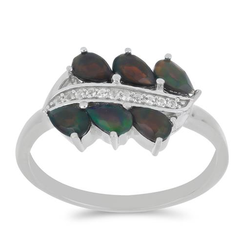 BUY 925 SILVER NATURAL BLACK ETHOPIAN OPAL GEMSTONE  RING