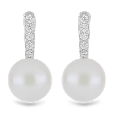 BUY NATURAL WHITE FRESHWATER PEARL GEMSTONE EARRING IN 925 SILVER