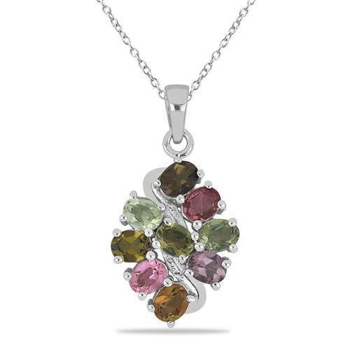 BUY NATURAL MULTI TOURMALINE GEMSTONE PENDANT IN 925 SILVER