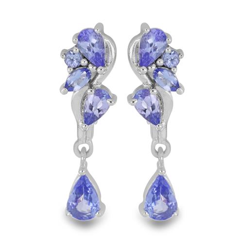 BUY NATURAL TANZANITE GEMSTONE EARRINGS IN 925 SILVER