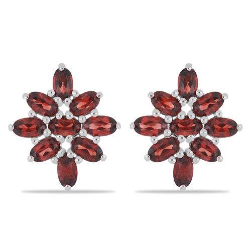 BUY STERLING SILVER NATURAL GARNET GEMSTONE CLUSTER EARRINGS