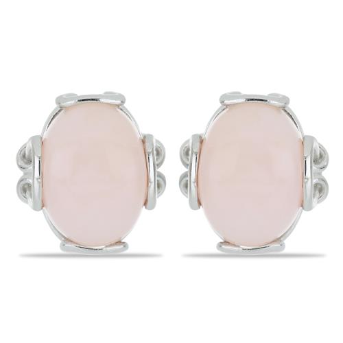 BUY 925 SILVER NATURAL ROSE QUARTZ GEMSTONE EARRINGS