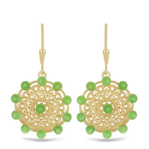 BUY 925 SILVER NATURAL GREEN JADE GEMSTONE CLASSIC EARRINGS