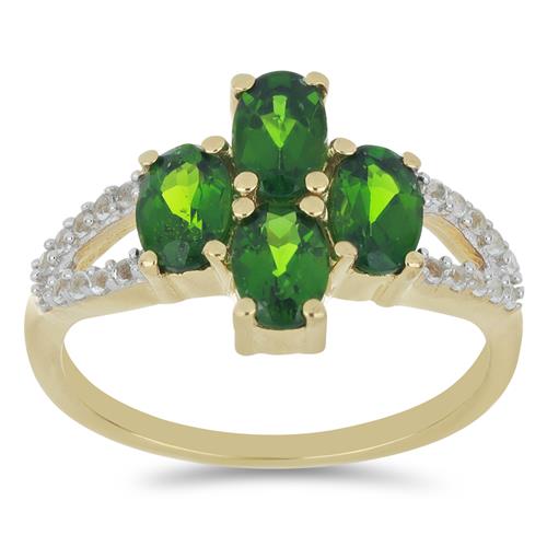 SHARE:   BUY STERLING SILVER CHROME DIOPSIDE WITH WHITE ZIRCON GEMSTONE RING