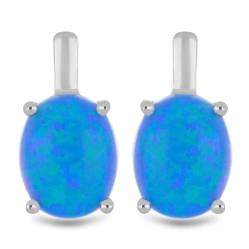 BUY STERLING SILVER BLUE ETHIOPIAN OPAL GEMSTONE EARRINGS