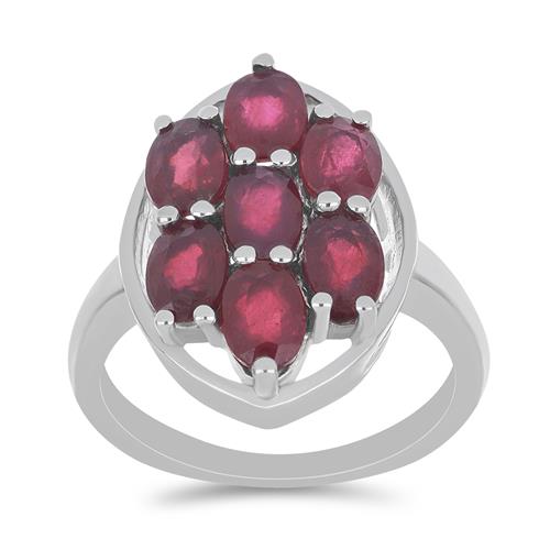 BUY STERLING SILVER GLASS FILLED RUBY GEMSTONE RING