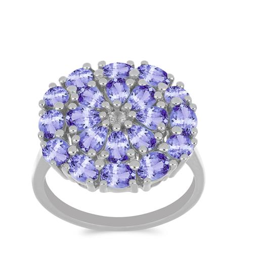 BUY 925 SILVER NATURAL TANZANITE WITH WHITE TOPAZ GEMSTONE RING