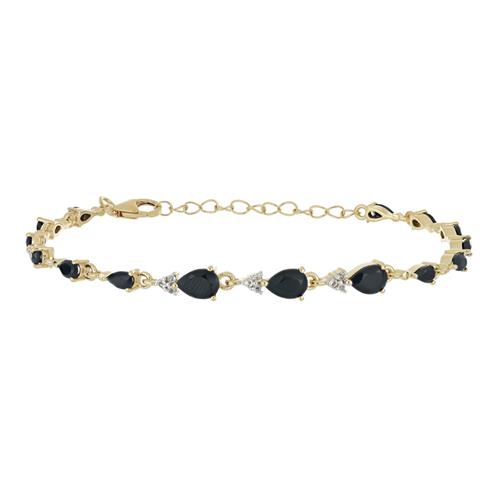 BUY NATURAL BLACK ONYX WITH WHITE ZIRCON GEMSTONE BRACELET