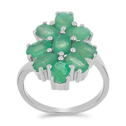 BUY NATURAL EMERALD  GEMSTONE RING IN STERLING SILVER 