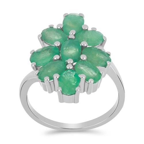 BUY NATURAL EMERALD GEMSTONE RING IN STERLING SILVER