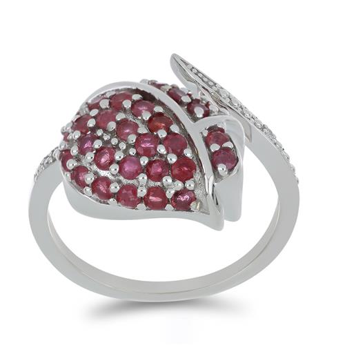 BUY GLASS FILLED RUBY GEMSTONE RING IN 925 SILVER