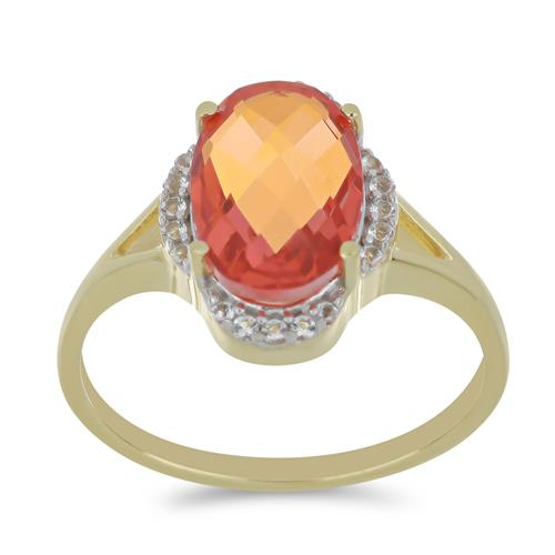 BUY UNIQUE PADPARADSCHA QUARTZ GEMSTONE RING IN 925 SILVER