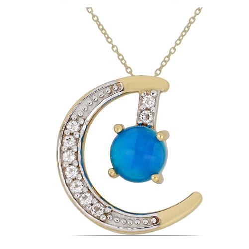 BUY 925 SILVER NATURAL BLUE ETHIOPIAN OPAL GEMSTONE PENDANT