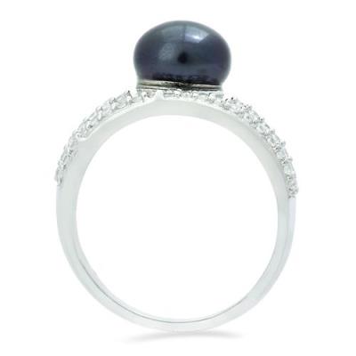 BUY STYLISH BLACK PEARL GEMSTONE  RING IN STERLING SILVER