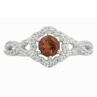 BUY NATURAL MADEIRA CITRINE GEMSTONE HALO RING IN 925 SILVER