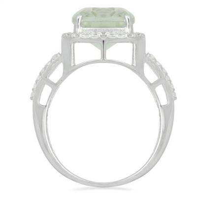 BUY NATURAL GREEN AMETHYST GEMSTONE BIG STONE RING IN 925 SILVER