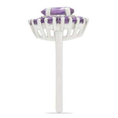 BUY AFRICAN AMETHYST GEMSTONE CLUSTER RING IN STERLING SILVER