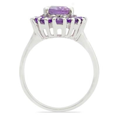 BUY AFRICAN AMETHYST GEMSTONE CLUSTER RING IN STERLING SILVER