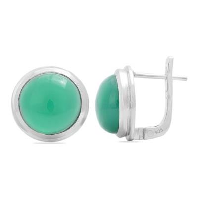 BUY REAL GREEN ONYX GEMSTONE BIG STONE EARRINGS IN STERLING SILVER