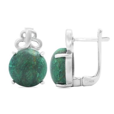 BUY GENUINE CHRYSOCOLLA GEMSTONE BIG STONE EARRINGS IN 925 SILVER