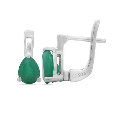 925 SILVER GREEN ONYX GEMSTONE UNIQUE EARRINGS 