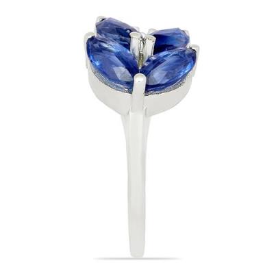 BUY NATURAL BLUE KYANITE GEMSTONE LEAF RING IN 925 SILVER
