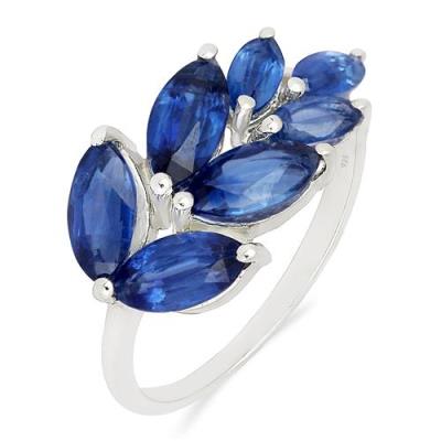 BUY NATURAL BLUE KYANITE GEMSTONE LEAF RING IN 925 SILVER
