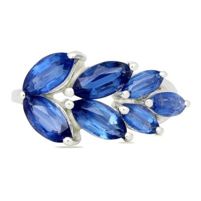 BUY NATURAL BLUE KYANITE GEMSTONE LEAF RING IN 925 SILVER