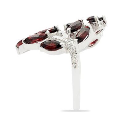 BUY 925 SILVER REAL GARNET GEMSTONE LEAF RING