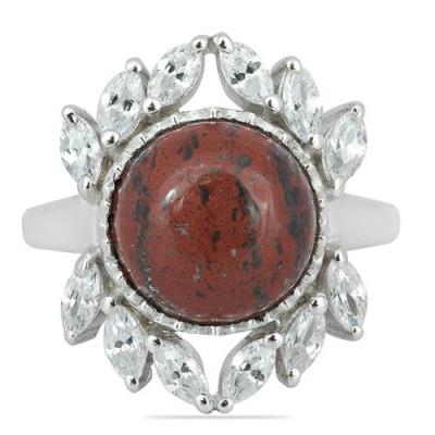BUY 925 SILVER NATURAL RED JASPER GEMSTONE CLASSIC RING