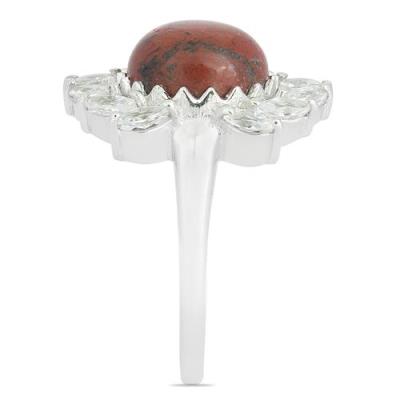 BUY 925 SILVER NATURAL RED JASPER GEMSTONE CLASSIC RING