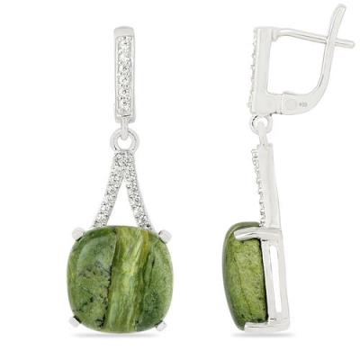 BUY NATURAL GREEN OPAL GEMSTONE BIG STONE EARRINGS IN STERLING SILVER