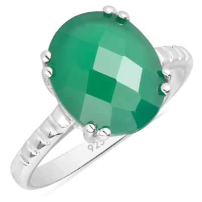 BUY NATURAL GREEN ONYX SINGLE STONE RING IN 925 SILVER