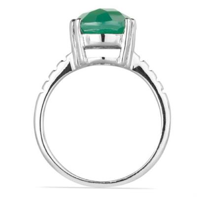 BUY NATURAL GREEN ONYX SINGLE STONE RING IN 925 SILVER