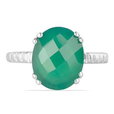 BUY NATURAL GREEN ONYX SINGLE STONE RING IN 925 SILVER