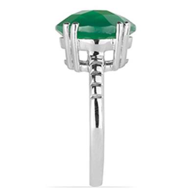 BUY NATURAL GREEN ONYX SINGLE STONE RING IN 925 SILVER